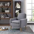 Chair Solid Upholstery Fabric Accent Chair With Rubber Wooden Legs