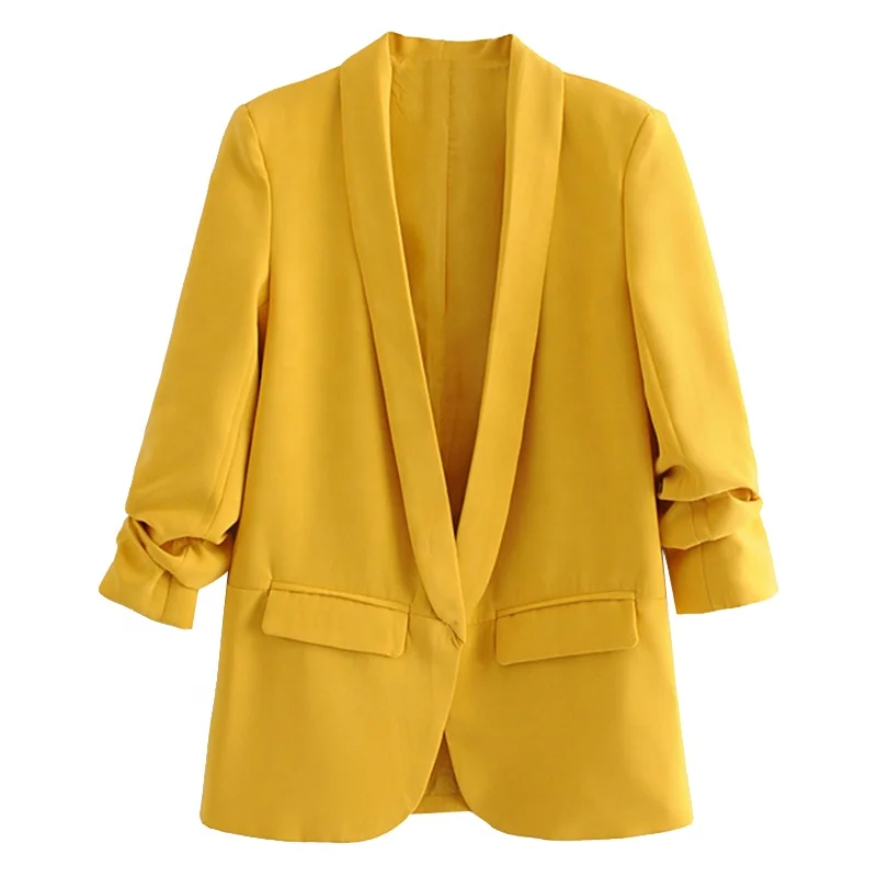 Mini Suit Casual 3/4 Sleeve Work Office Blazer Jacket Cardigan for Women