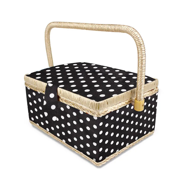 kit basket with handle - buy diy sewing kit,wooden sewing box