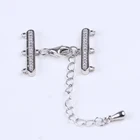 Silver Clasp Silverclasp 925 Silver Clasp Wholesale 17mm 925 Silver 3 Rows Clasp For Necklace Making