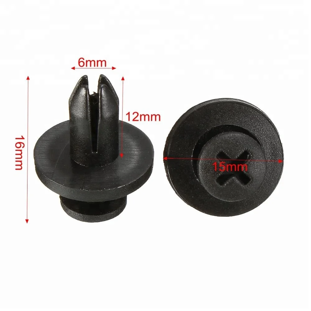 100pcs Universal Car Truck Bumper Fender Rivet Fastener Clips 6mm Hole Black 100pcs Universal Car Truck Bumper Fender Rivet Fastener Clips 6mm Hole Black