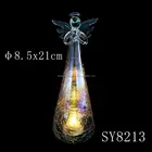 Angel Wedding Decoration Valentine's Gifts Iridescent Warm Light Glass Angel With Glass Fiber
