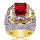 Ring Cz Rings Cz Gold Plated Gemstone Ring Cz Mens Iced Out Zircon Wedding Ruby Ring Jewellery