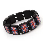 Uk Bracelet Wholesale Custom Design UK Flag Printing Elastic Tile Wood Bracelet