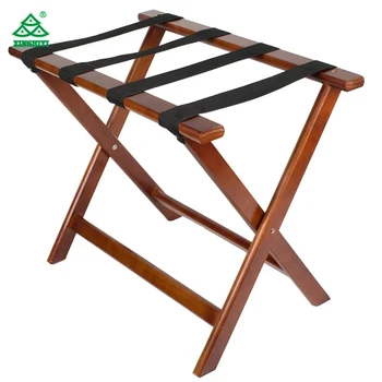 Hotel Leather Walnut Wooden Folding Luggage Rack for Hotel Table & Seating