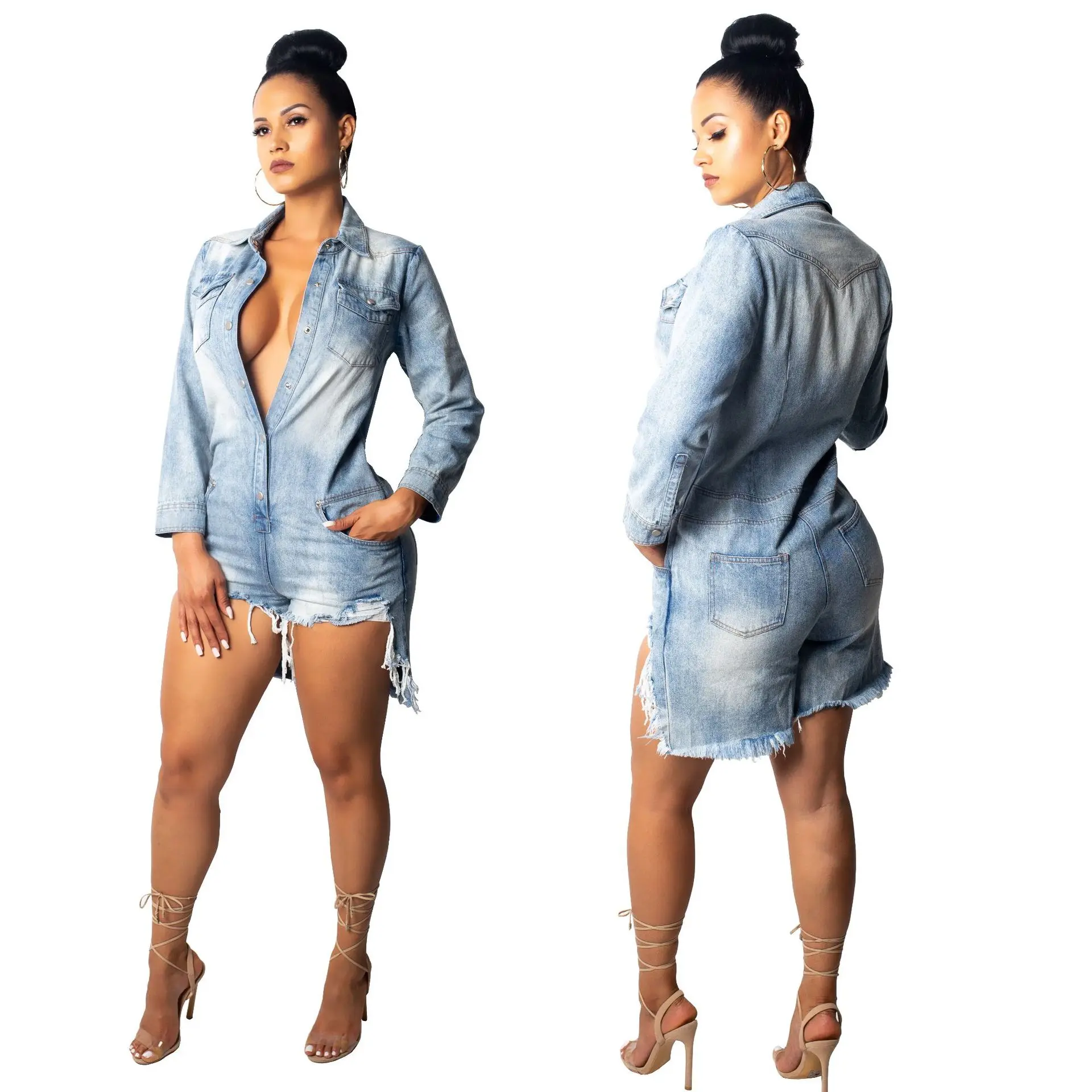 Marine Wissen erotisch Sexy Denim Jumpsuit Short Women Rompers Pocket Bodycon Ripped Jeans Colombiano  Overalls Casual Party Club Y11672 - Buy Jeans Jumpsuit,Pantalones Jeans  Women,Jeans Jumpsuit Ladies Product on Alibaba.com