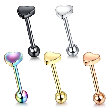 316L Surgical Steel Love Heart tongue Bars Stud Body Piercing Barbell