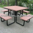 Table Outdoor Table Wood Steel And Recycled Plastic Wood Outdoor Table And Benches