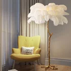 Ostrich Floor Lamp Hotel Decoration Designer Modern Palm Tree Stand Copper Ostrich Feather Floor Lamp