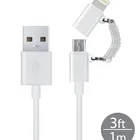 To Usb Ipod 100% Genuine 2 In 1 MFi Approved OEM 8Pin To Micro USB Data Sync Charger Cord Wire Cable With 8pin Adapter For IPhone For IPod