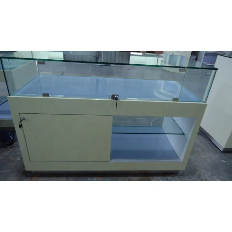 small glass reception desk