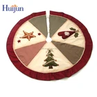 Skirt Applique Wholesale Custom 3D Linen Christmas Tree Skirt With Applique Embroidery Xmas Tree Decoration