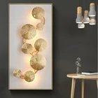 Tv Lamp Contemporary Light Luxurious TV Setting Wall Bedroom Porch Brass Lotus Leaf Decorates Wall Lamp