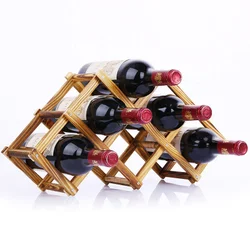 8-bottles Counter Freestanding Wine Rack Wine Display Stand for Kitchen Top W Shape Bamboo Storage Wooden Wood Modern Presents
