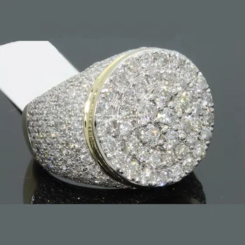 Luxury Full Micro Pave CZ Hip Hop Finger Ring Jewelry Big Round 18K Gold Pinky Rings For Men
