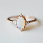 Jewelry Opal Opal Wholesale 925 Sterling Silver Jewelry Rose Gold Plated Dainty Jewelry White Opal Wedding Ring