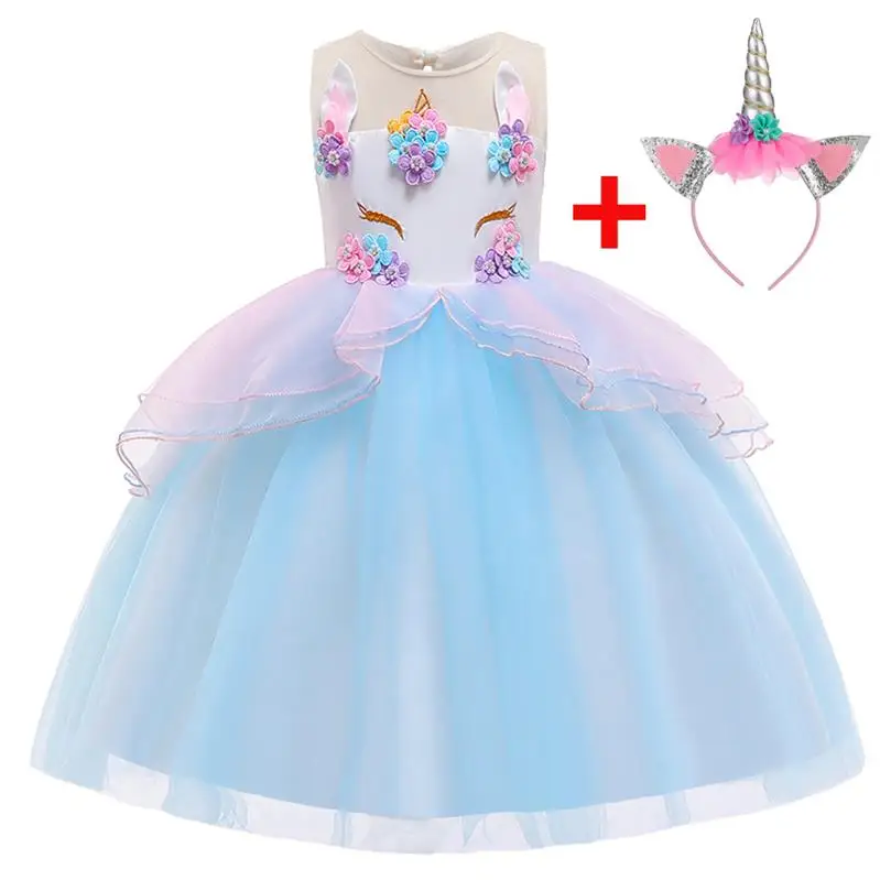 Fancy Princess Colorful Unicorn Dress 