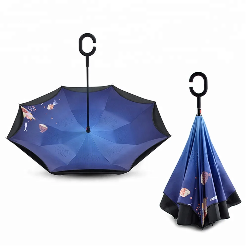 Winnie The Pooh Reverse Windproof Umbrella UV Protection Upside Down Umbrella Double Layer Inverted Umbrella With C-Shaped Handle