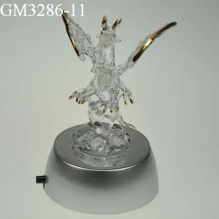 LED Dragon Shaped Animal Glass Figurine Wholesale hand blown glass dragon factory