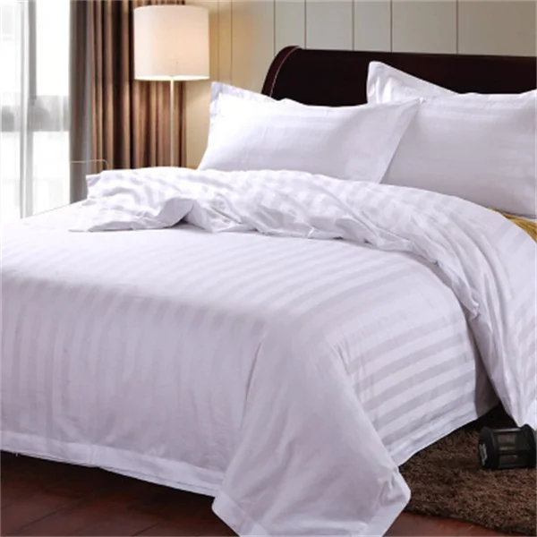 Hotel Quality White 300 T/c 100% Cotton Sateen Stripe 75 x 200 fitted sheets 