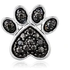 White Gold plated Sterl Silver Black Diamond Dog Paw Earring