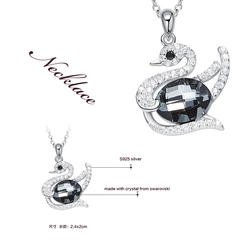 CDE YP1250 Silver 925 Jewelry Animals Jewellery Sterling Silver Swan Pendant Necklace With Austrian Crystal Charms Swan Necklace