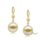 Earrings Diamonds Si1 H/i Design Earring 14K Solid Gold Pearl Earrings With 8-8.5mm South Sea Pearl And Diamonds