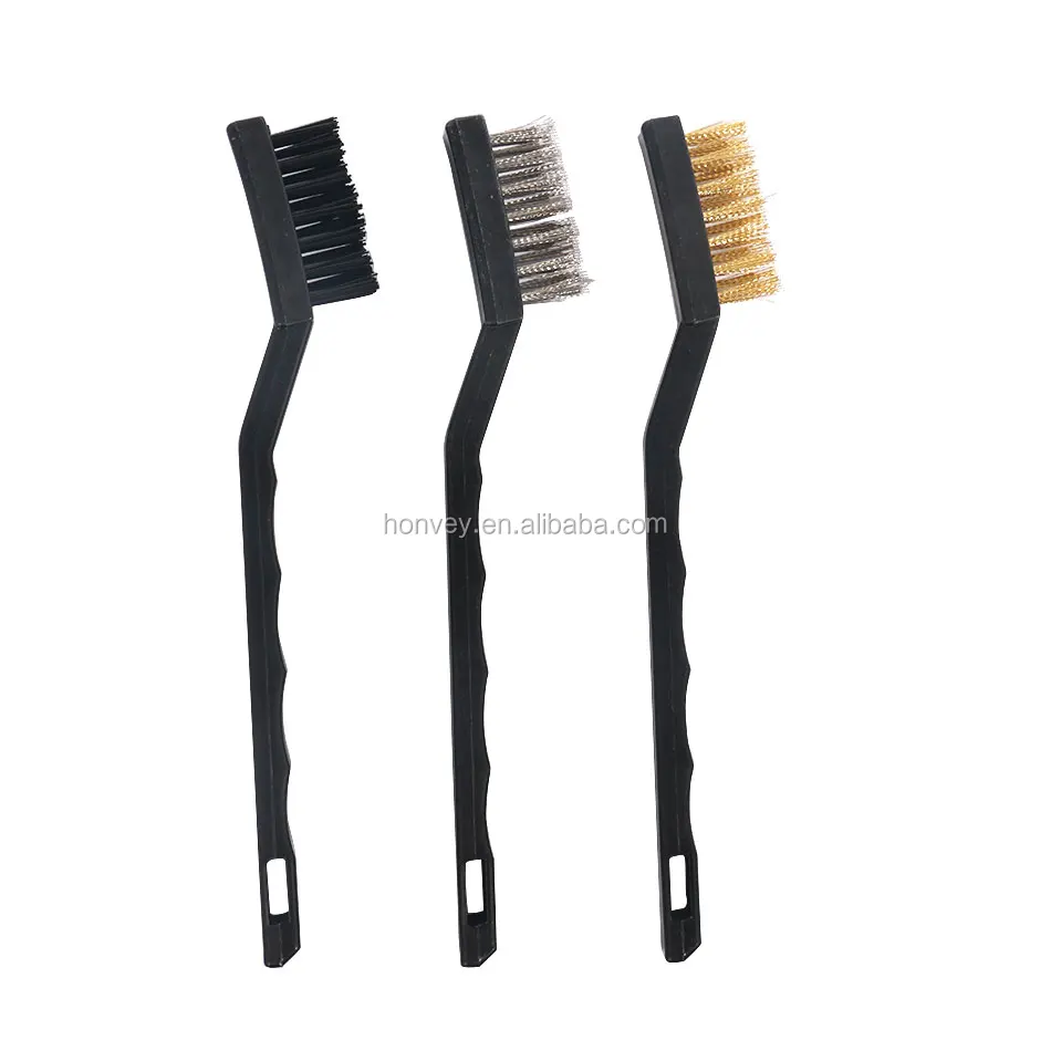 3Pcs Mini Detail Metal Wire Toothbrush Rust Brushes Brass Cleaning Hand Tools 