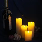 Candle Led Candle Flameless Candle Long And Thin Cylindrical Ivory LED Flameless Candle Tearful Surface Candle