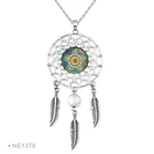 Pendant Name Necklace Alloy Main Material Type Mandala Buddhism Buddhist Buddha Yoga Glass Cabochon Dream Catcher Pendant Statement Necklace