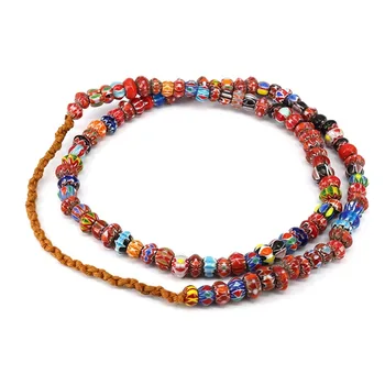 GP0901 Vintage Nepali Chevron Glass Abacus Rondelle Beads Necklace, Boho Jewelry Making Supplies
