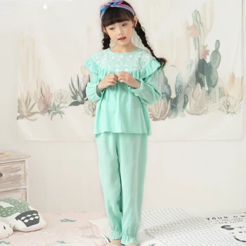 Top Quality Long Sleeve Top+ Pant Pyjamas Baby Kids Children Sleepwear For Girls