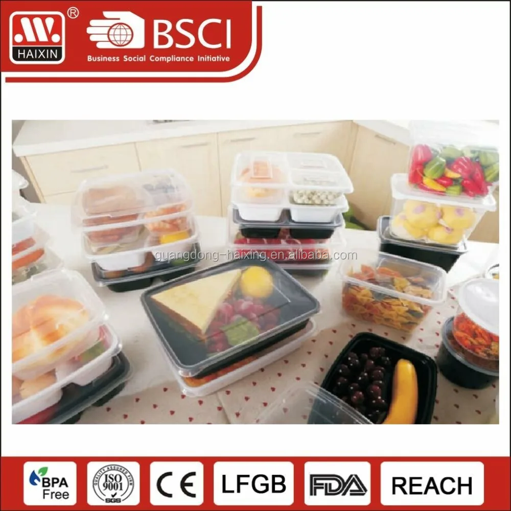 Plastic 3 components disposable tiffin containers/throw-away lunch box/one-time messtin