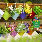 Garden Garden Pot Hanging Hanging Flower Pot Garden Balcony Wall Planters Holders Colorful Metal Planter