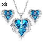 Gemstone Necklace Set Necklace Set Blue Saphire Custom Gemstone Heart Necklace Womens Jewelry Set