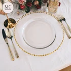 Party Antique Design Glass Charger Plate Wedding Event Party Wholesale Glass Charger Plates Dinner Parties Catering Weddings Round 13" Big Beads