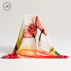 Printed Square Scarf Squaredigital Printing High Quality Custom Printed 100% Silk Square Scarf For Women