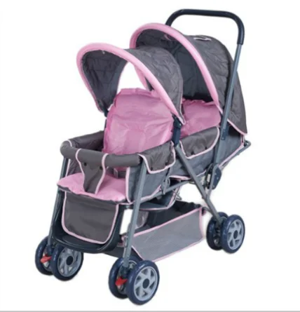 Hot Sale Ride On Toys Linen Aluminum Alloy Frame Double Seat Pram Twins Baby Stroller For 0-3 Years
