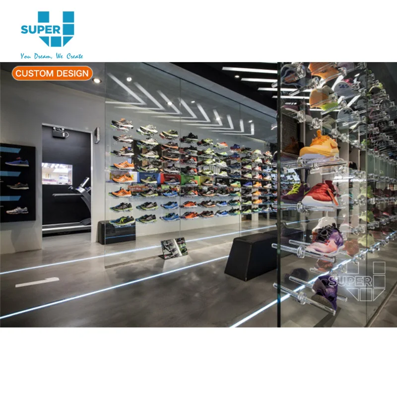 Vertik Wall Mounted Retail Display With 42 Shoe Displayers