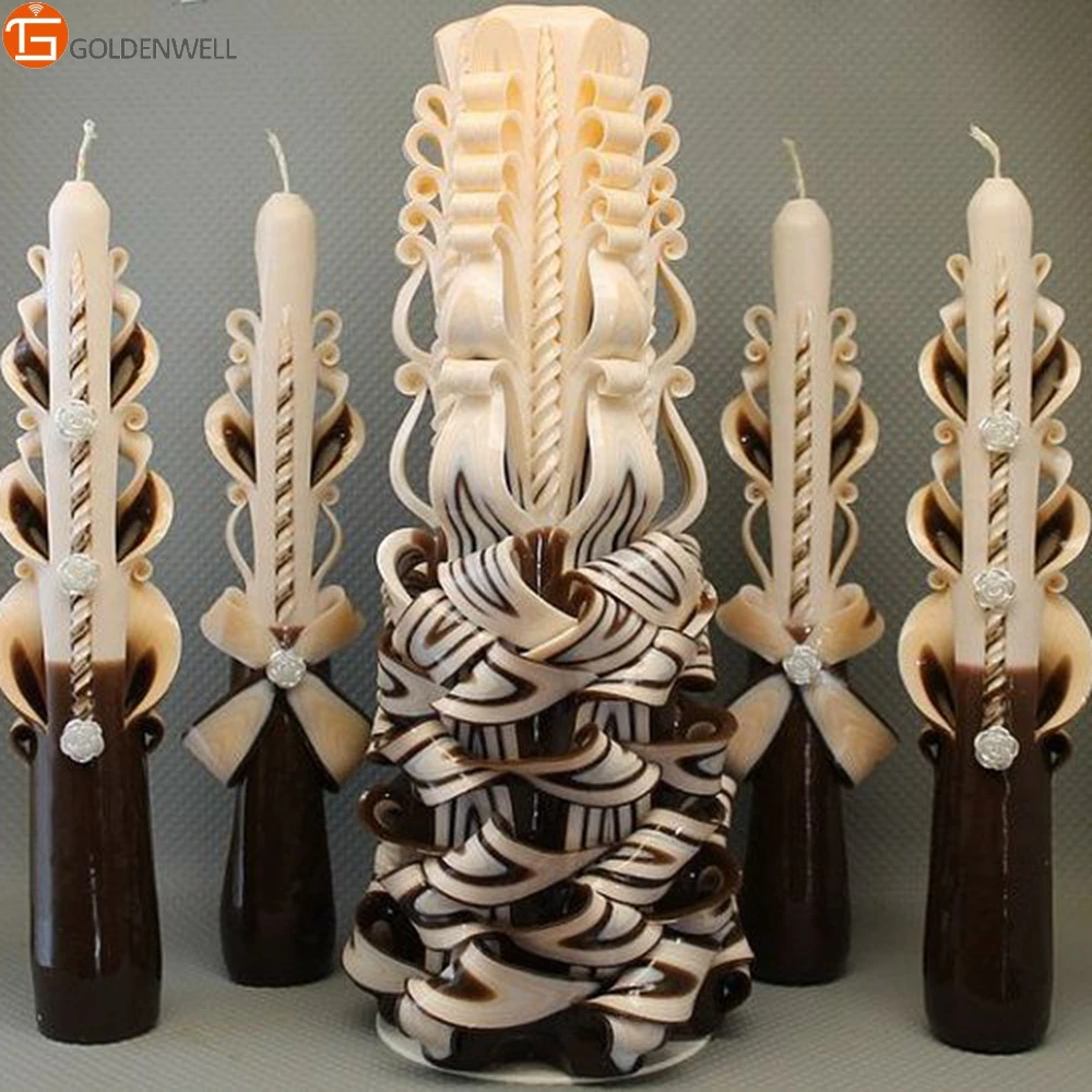Elegant Wedding Decoration Candle Handmade Carved Candle Gift for Girl 4.7" 