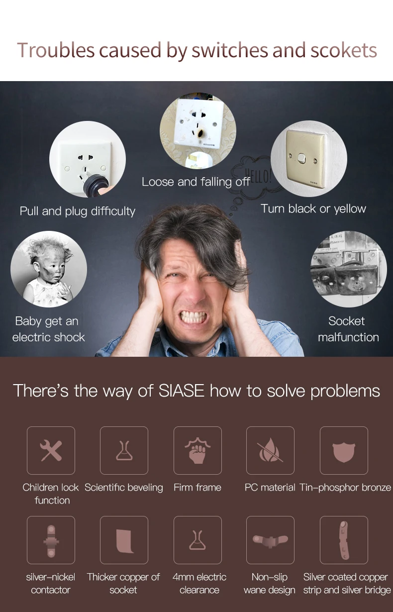 IEC BS AC power 10A 3 gang electric switches for home