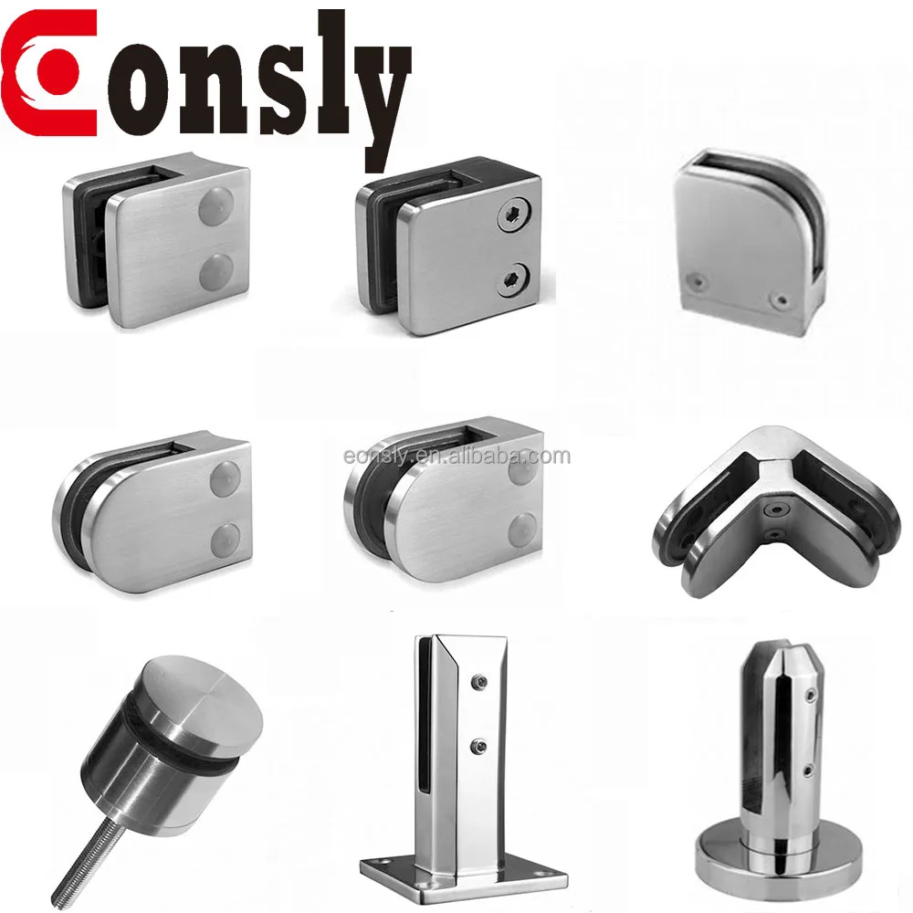Discoball 4 x 10-12mm Stainless Steel 304 Glass Clamp Bracket Holder for Stair 