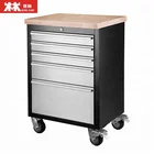 Tool 5 Drawers Tool Chest Tool Trolly With 4 Wheels And 2 Brakes 3.8cm Rubber Timber Desk