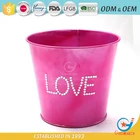 Love Planter Plants Design Plant Pot Love Pattern Coloured Metal Bucket Pot Planter For Sweet Tree Kits Plants Storage