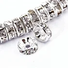 Rondelle Beads Silver Spacer Beads Silver Plated Clear Color #001 Rhinestone Jewelry Rondelle Spacer Beads