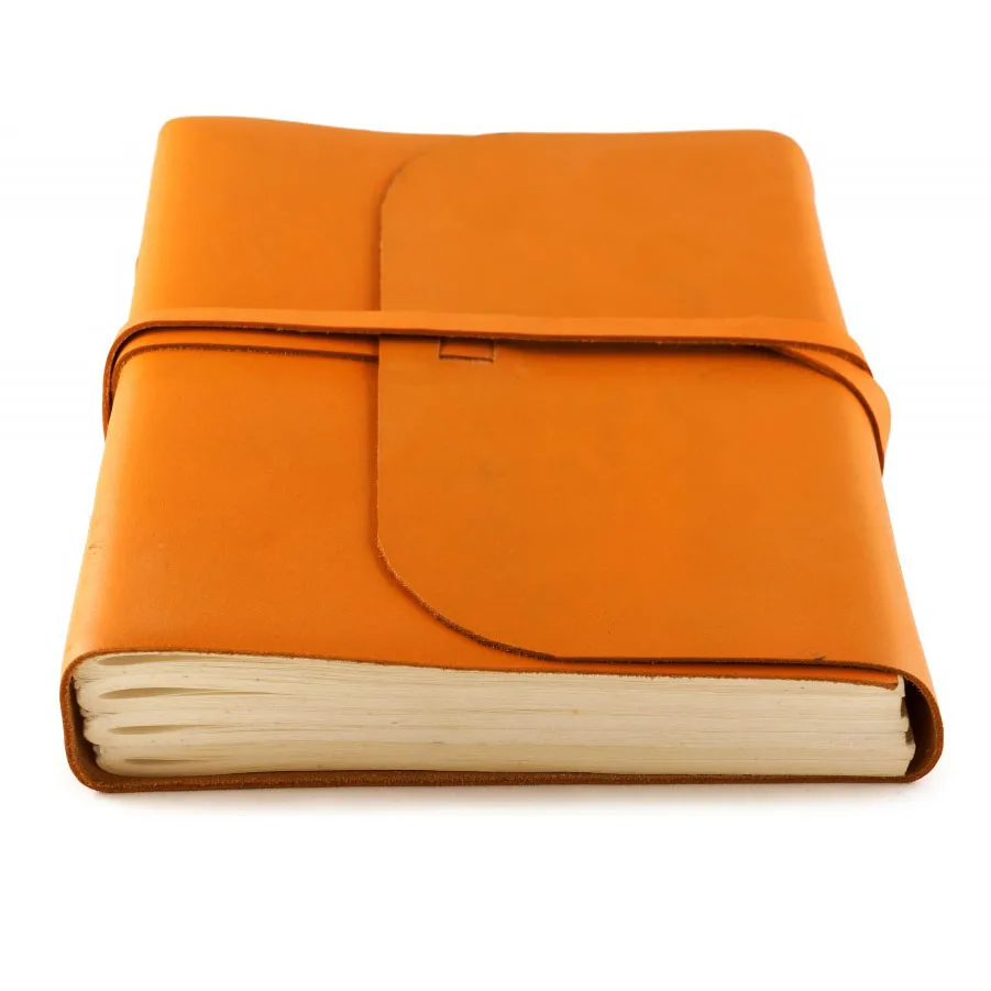 elegant handmade personalized leather notebook amber orange