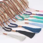 Necklace Handmade Bead Necklace Mala Tassel Necklace 108 Beads Rudraksha Beads Tassel Handmade Jewelry