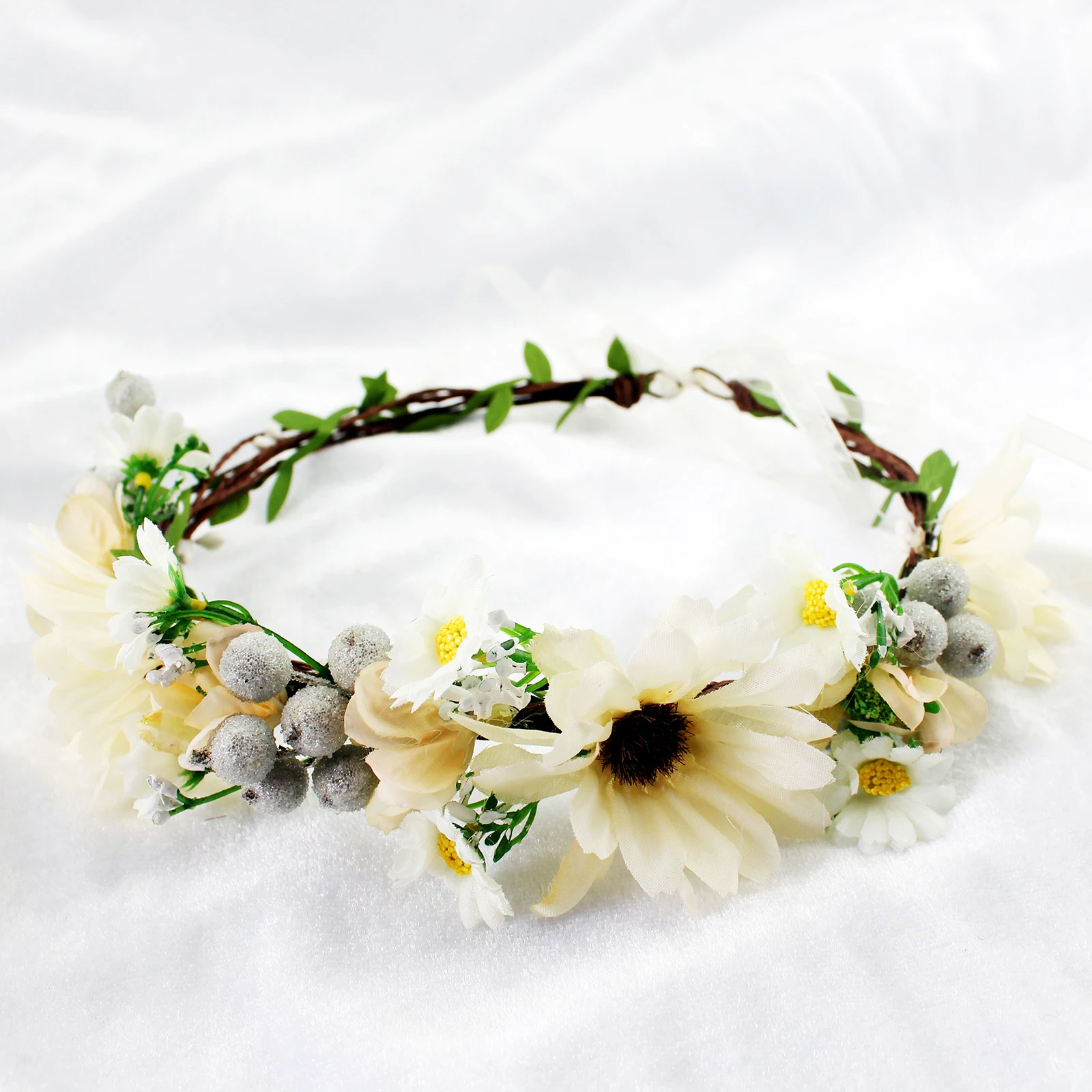 New Handmade Delicate Head Wreath Wedding Bride Flower Crown Headpiece Pink GA 