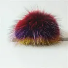 Rabbit Faux Fur Pom Pom Mixed Colors 10cm Dyed Faux Fur Pompom Fake Rabbit Fur Pom Poms