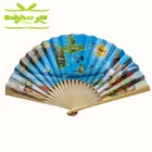 Paper Hand Fan Folding Hand Fan Promotional Bamboo Paper Fabric Custom Printed Folding Hand Fan